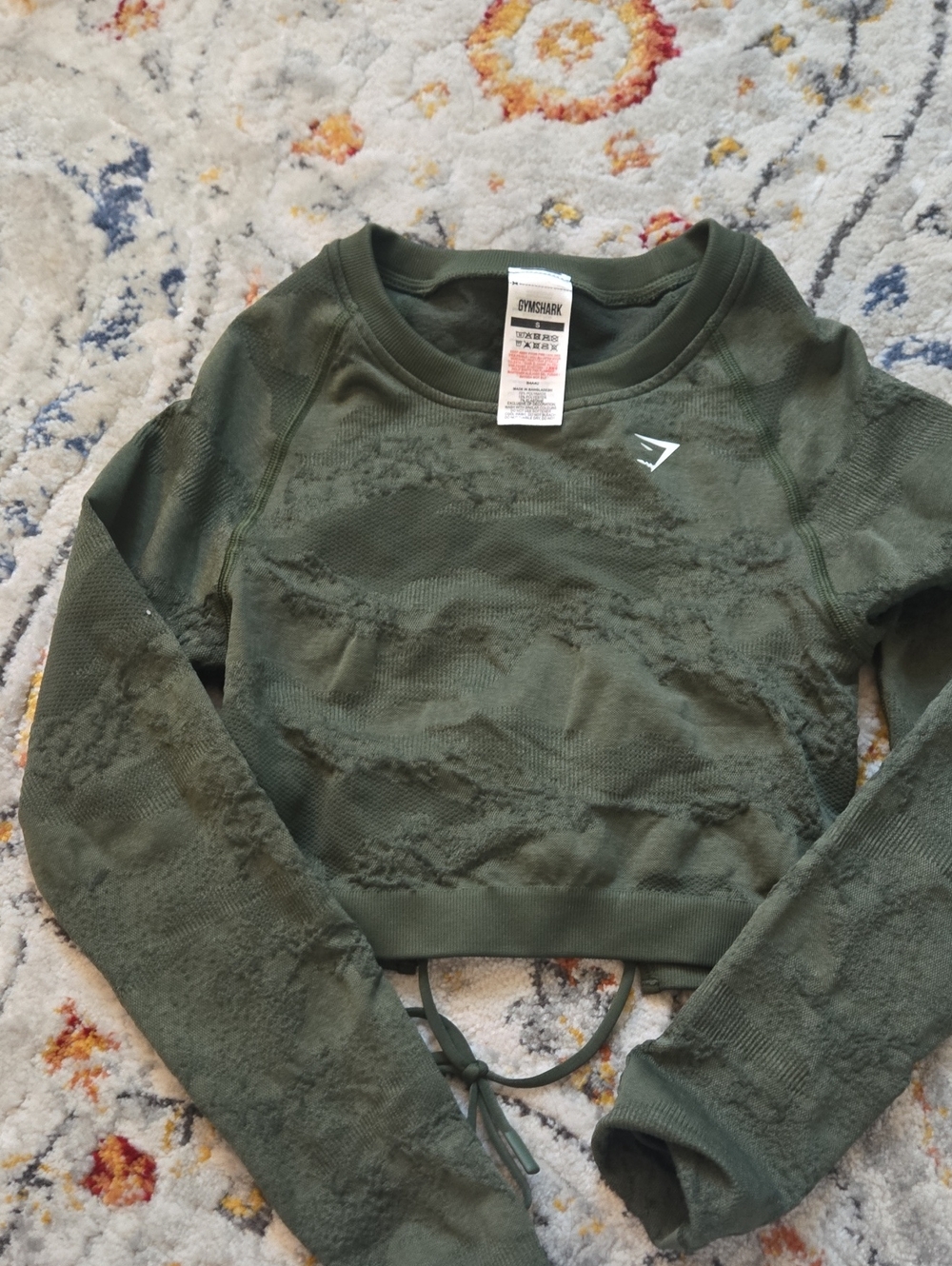 Gymshark Olive Green Long-Sleeve Crop Sweatshirt